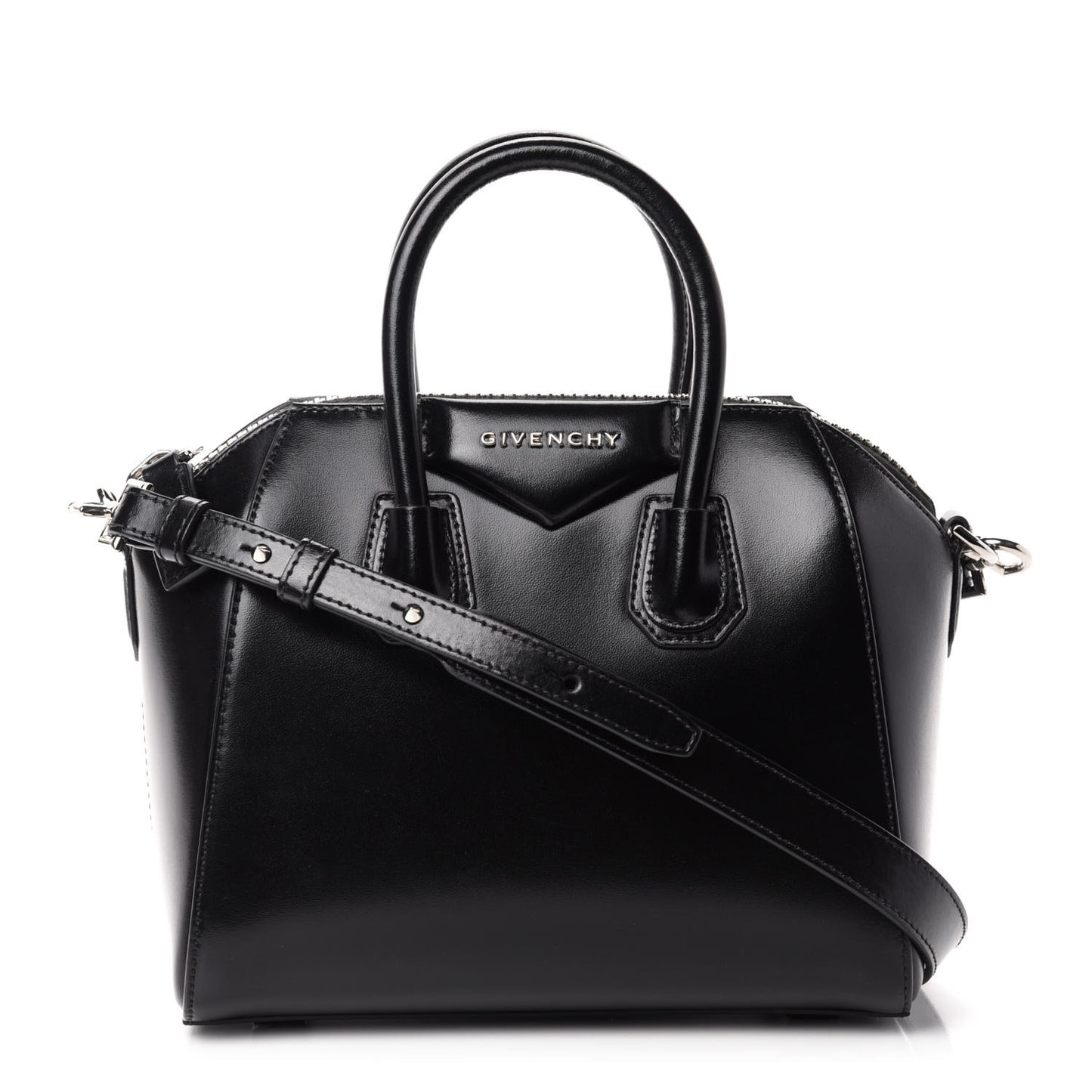 Shiny Lord Calfskin Mini Antigona Black