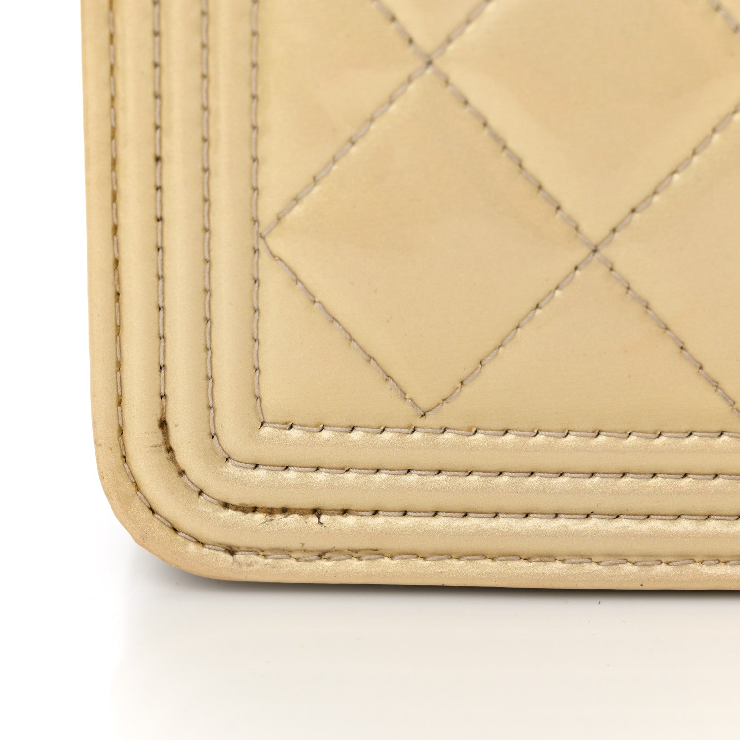 Chanel Iridescent Patent Calfskin Quilted Boy Wallet On Chain WOC Beige 15 of 15