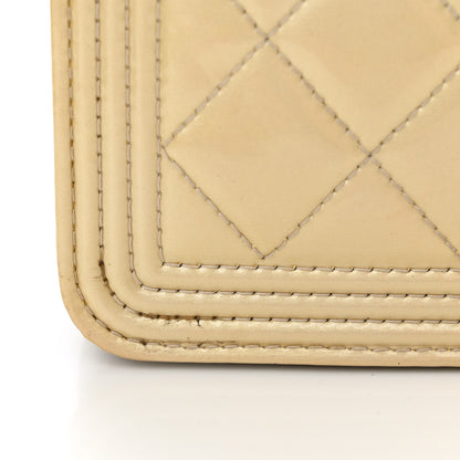 Chanel Iridescent Patent Calfskin Quilted Boy Wallet On Chain WOC Beige 15 of 15