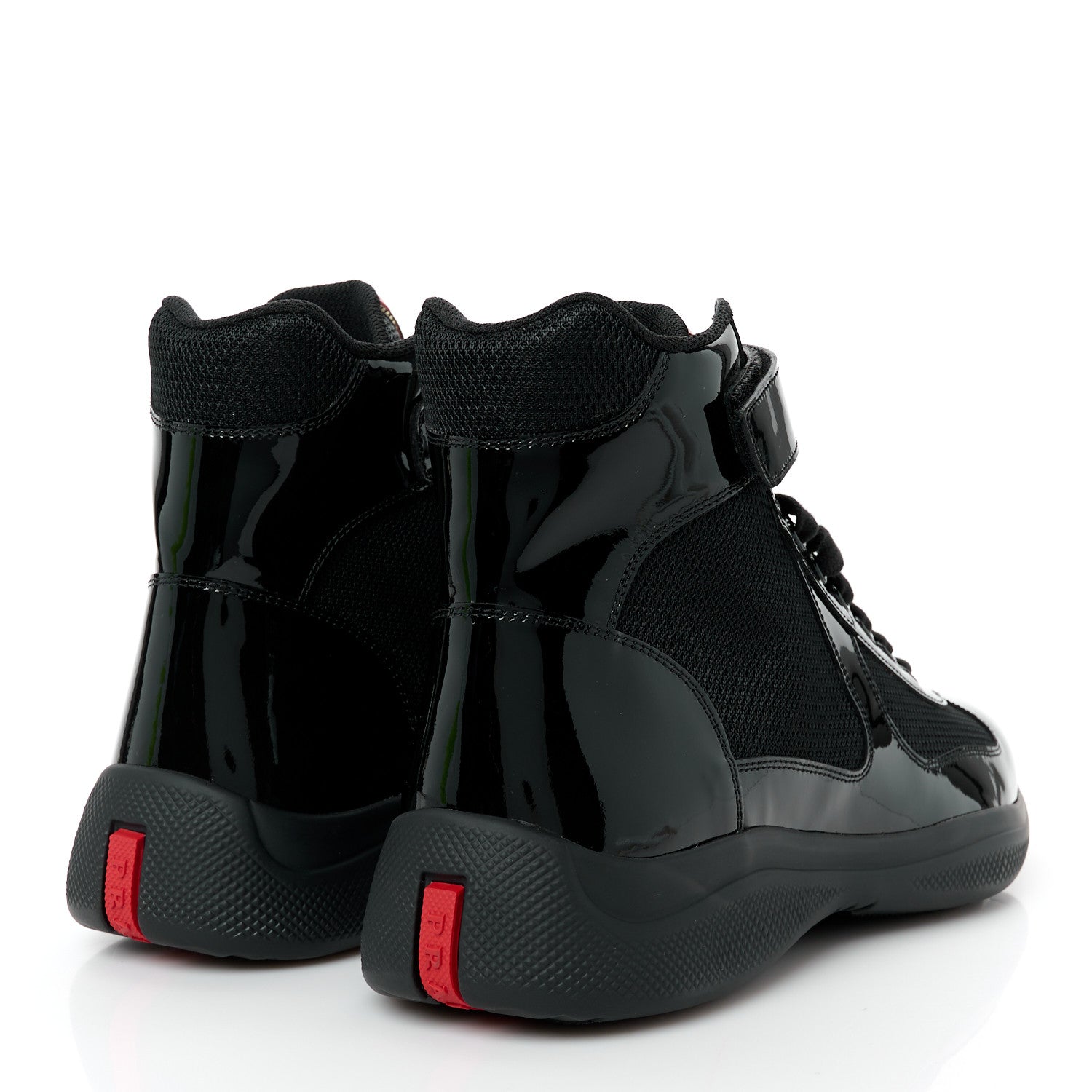 Prada Patent Technical Fabric Mens America's Cup High Top Sneakers 8.5 Black 5 of 10