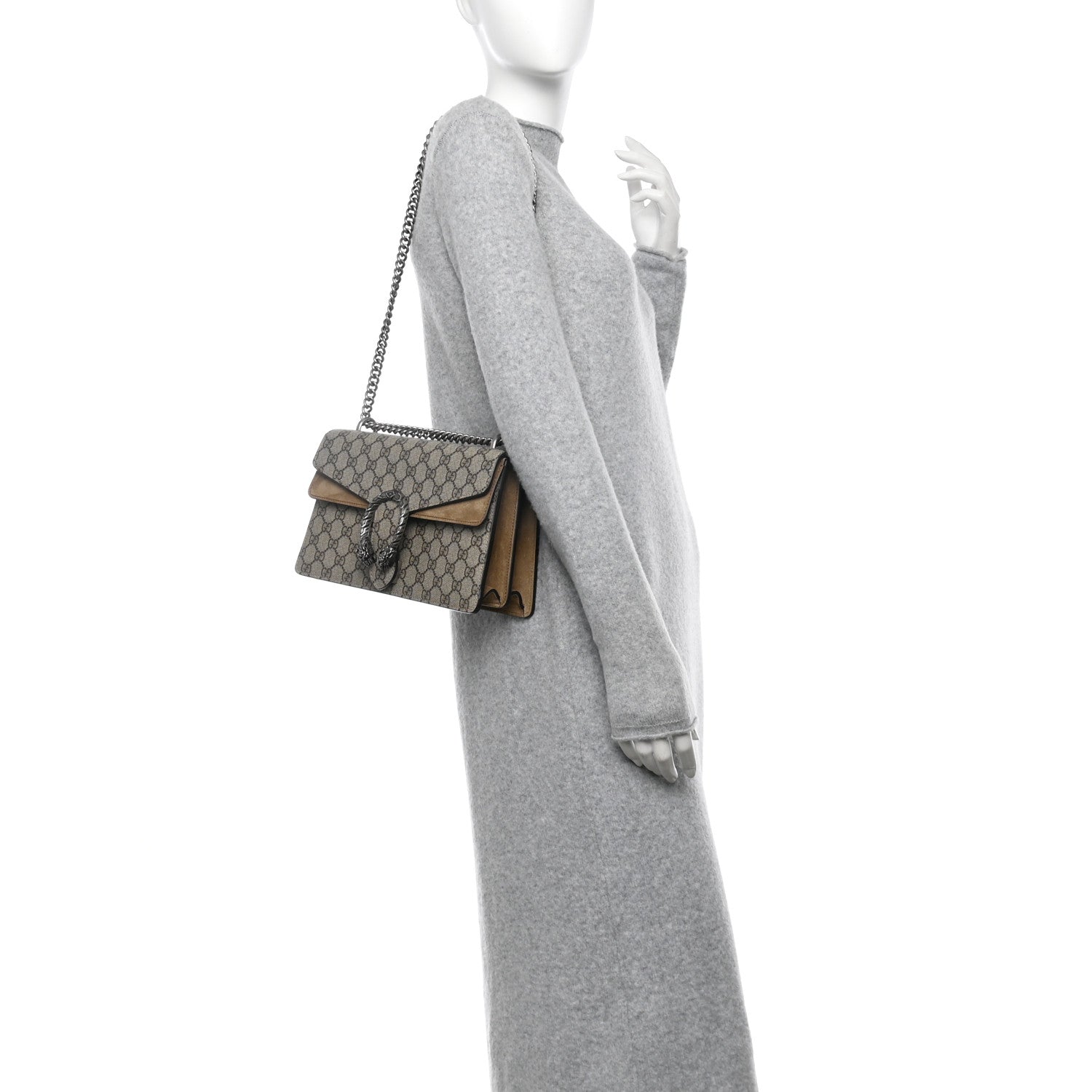 Gucci GG Supreme Monogram Small Dionysus Shoulder Bag Taupe 2 of 11