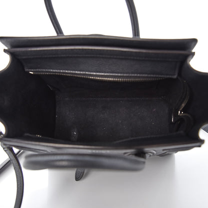 Celine Drummed Calfskin Nano Luggage Black 5 of 11