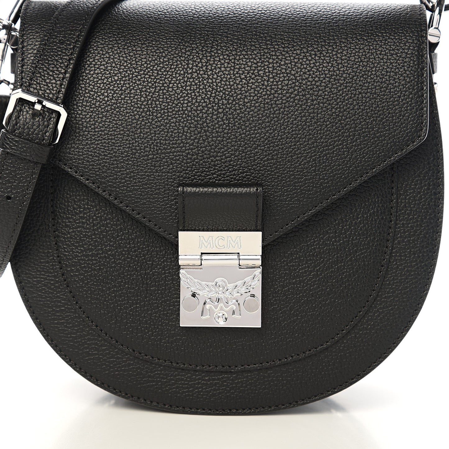 Grained Calfskin Small Patricia Shoulder Bag Black