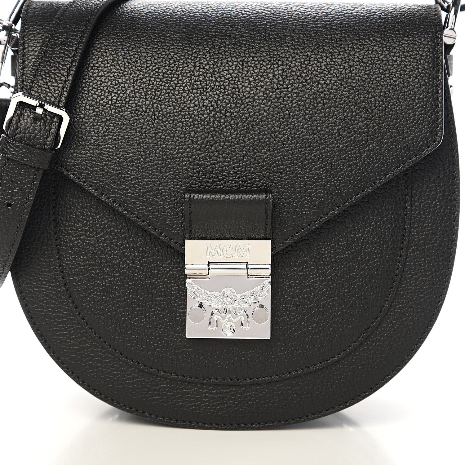 MCM Grained Calfskin Small Patricia Shoulder Bag Black 11 of 11