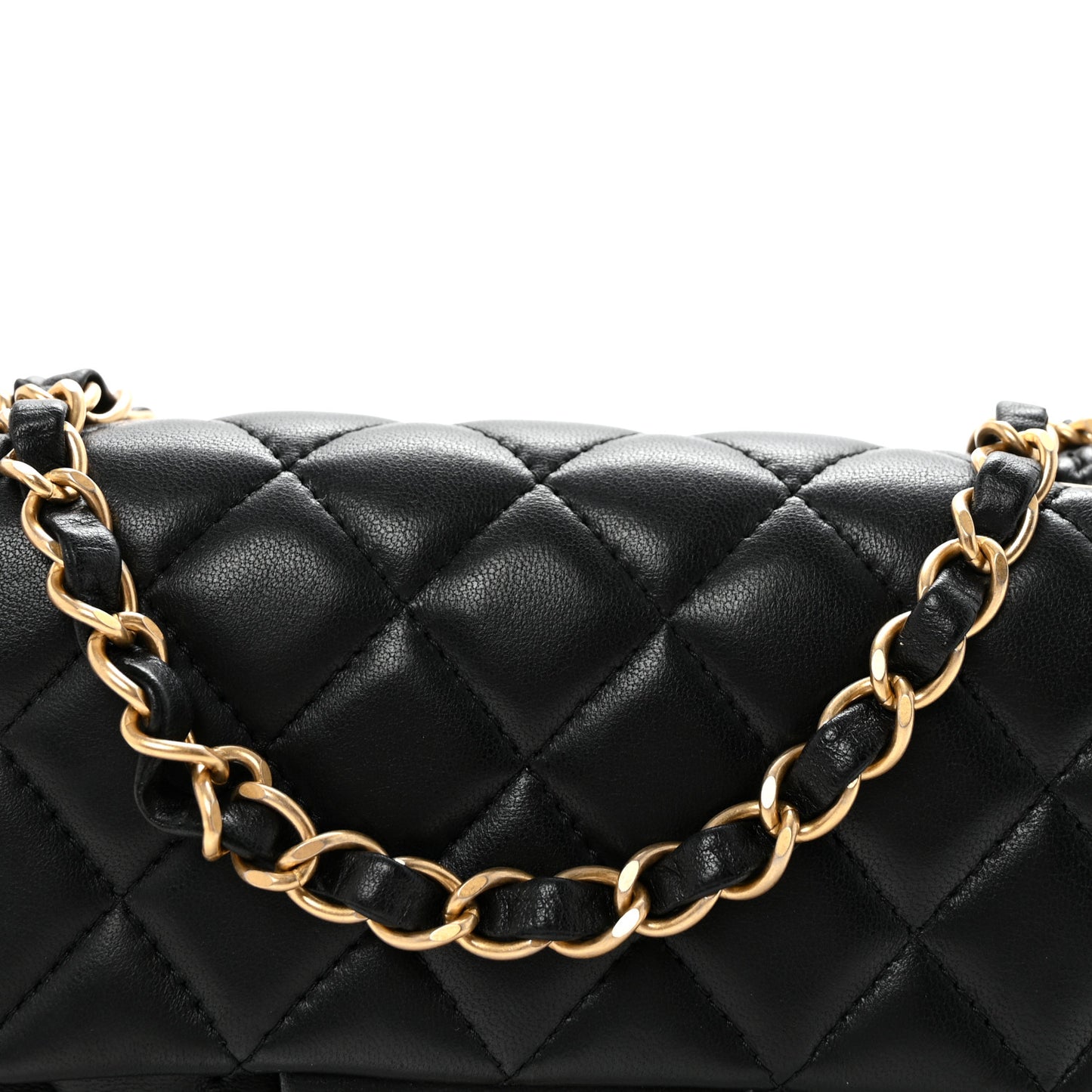 Lambskin Quilted Mini Rectangular Flap Black
