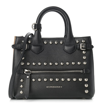 Burberry Pebbled Calfskin House Check Studded Baby Banner Tote Black 1 of 14