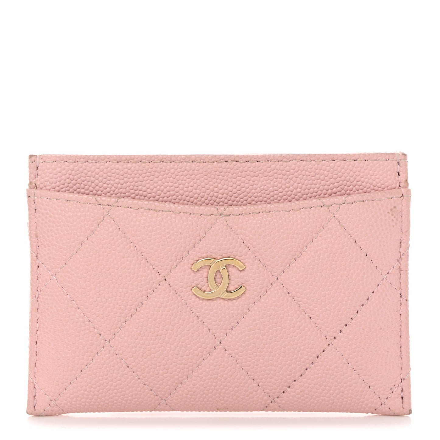 Caviar Quilted Card Holder Light Pink