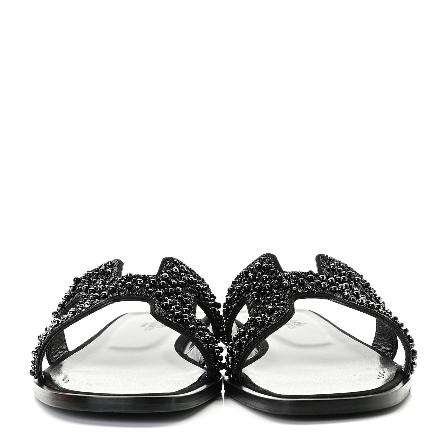 Goatskin Crystal Oran Sandals 38.5 Black