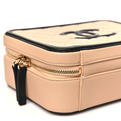 Chanel Caviar Quilted Medium CC Filigree Vanity Case Beige Black 9 of 10