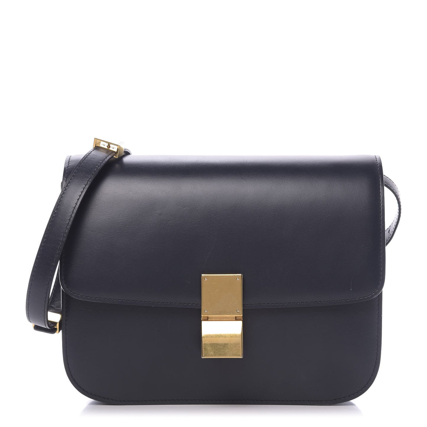 Box Calfskin Medium Classic Box Flap Bag Navy