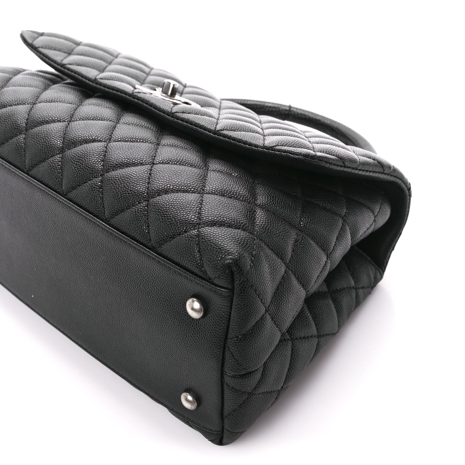 Chanel Caviar Lizard Quilted Small Coco Handle Flap Black 10 of 11