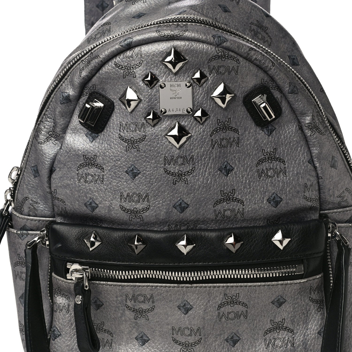 MCM Metallic Visetos Studded Small Dual Stark Backpack Silver 6 of 15