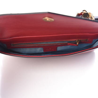 Gucci Calfskin Diagonal GG Medium Thiara Double Envelope Shoulder Bag Black Red 8 of 18