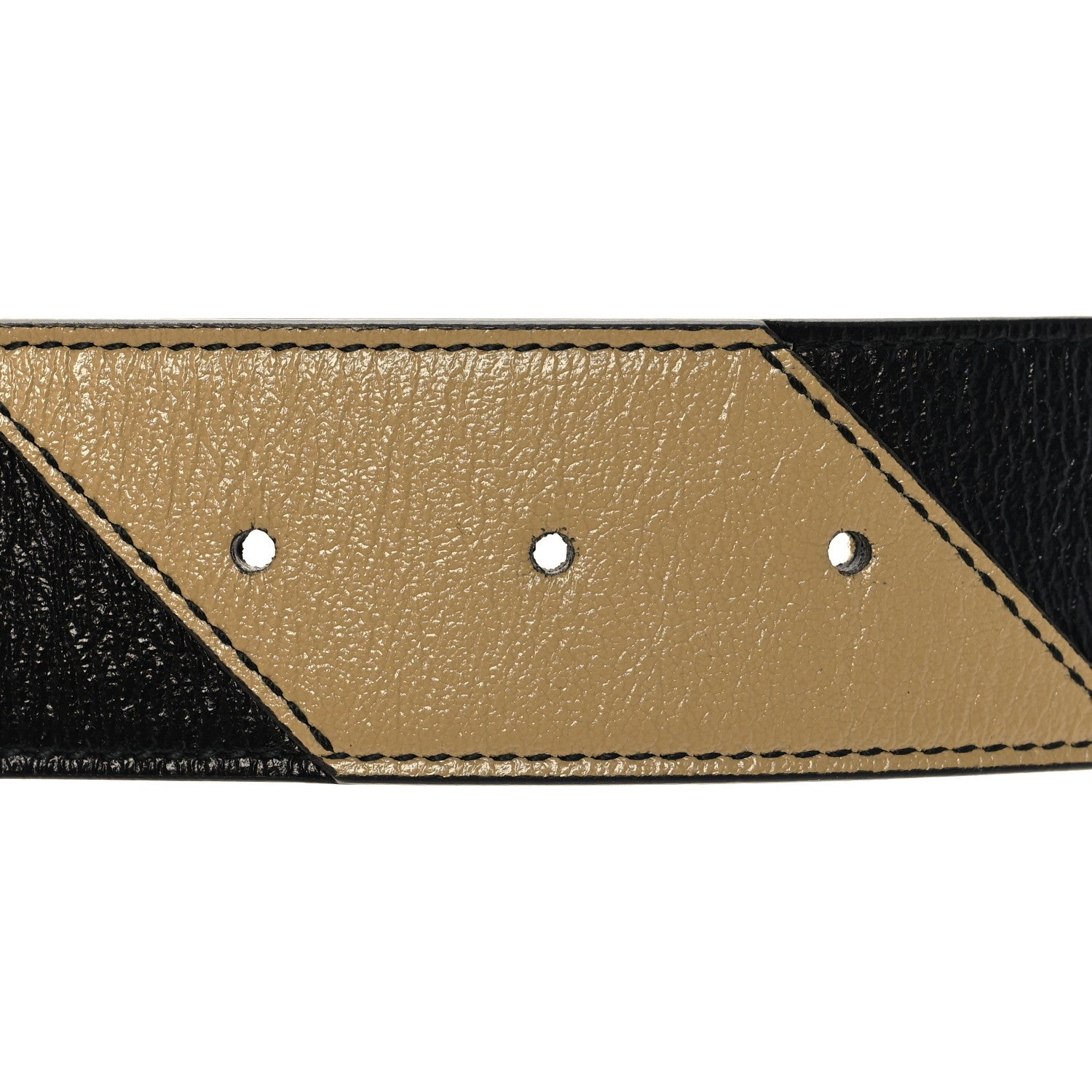 Gucci Calfskin Striped Textured Double G 50mm Belt 90 36 Black Beige 3 of 5