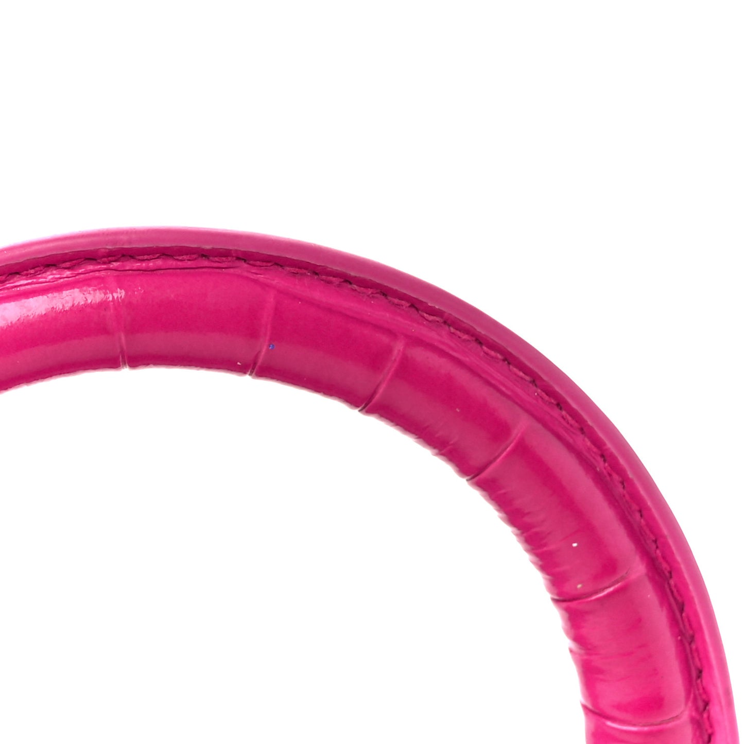 Shiny Calfskin Crocodile Embossed Hourglass Top Handle Bag XS Lipstick Pink