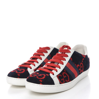 Gucci Terry Cloth GG Monogram Web Womens Ace Sneakers 36.5 Blue Red 3 of 13