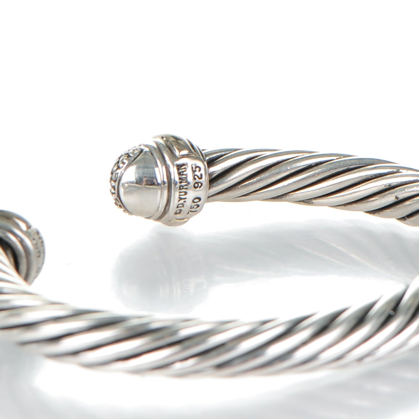 Sterling Silver Pave Diamond 7mm Cable Classics Bracelet