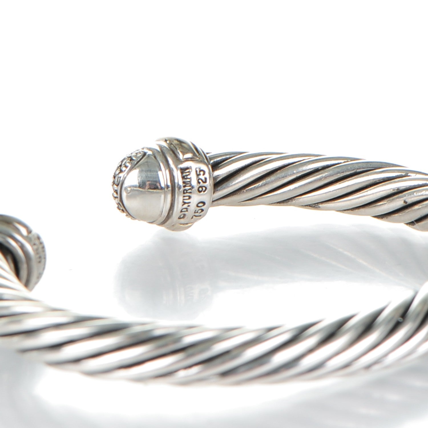David Yurman Sterling Silver Pave Diamond 7mm Cable Classics Bracelet 4 of 4
