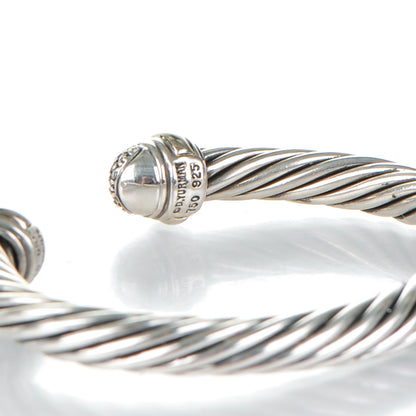 David Yurman Sterling Silver Pave Diamond 7mm Cable Classics Bracelet 4 of 4