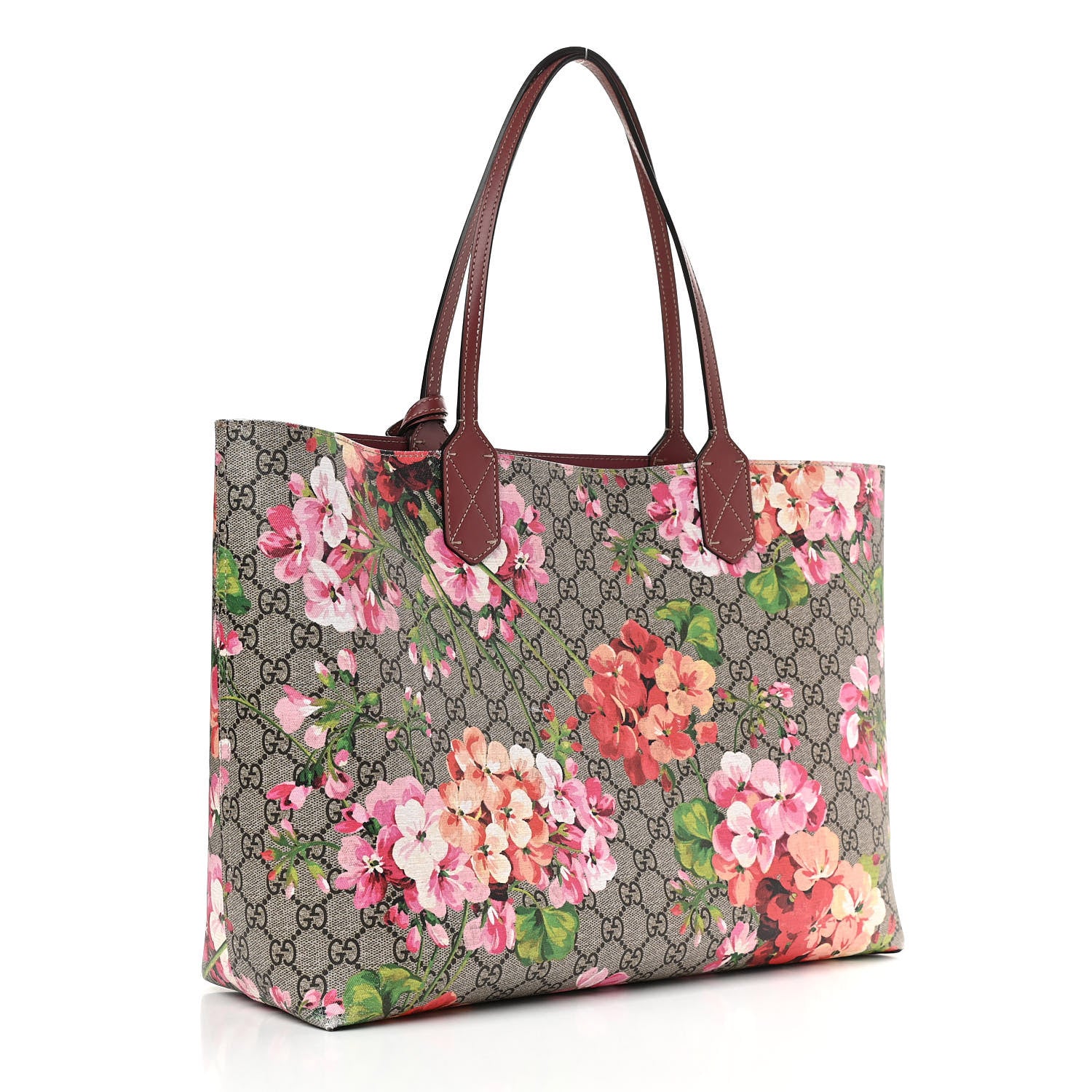 Gucci GG Supreme Monogram Blooms Medium Reversible Tote Beige Multicolor Dry Rose 4 of 21