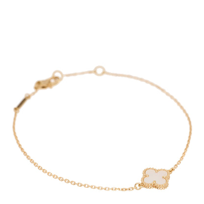 Van Cleef & Arpels 18K Yellow Gold Mother of Pearl Sweet Alhambra Bracelet 1 of 6