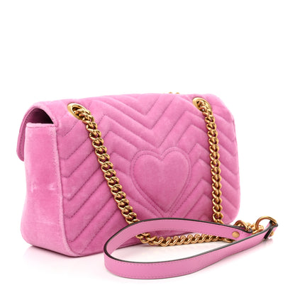 Gucci Velvet Matelasse Marquise Crystals Embroidered Small GG Marmont Shoulder Bag Malva 3 of 12