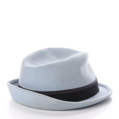 Chanel Rabbit Fur Felt CC Fedora Hat M Light Blue 3 of 8