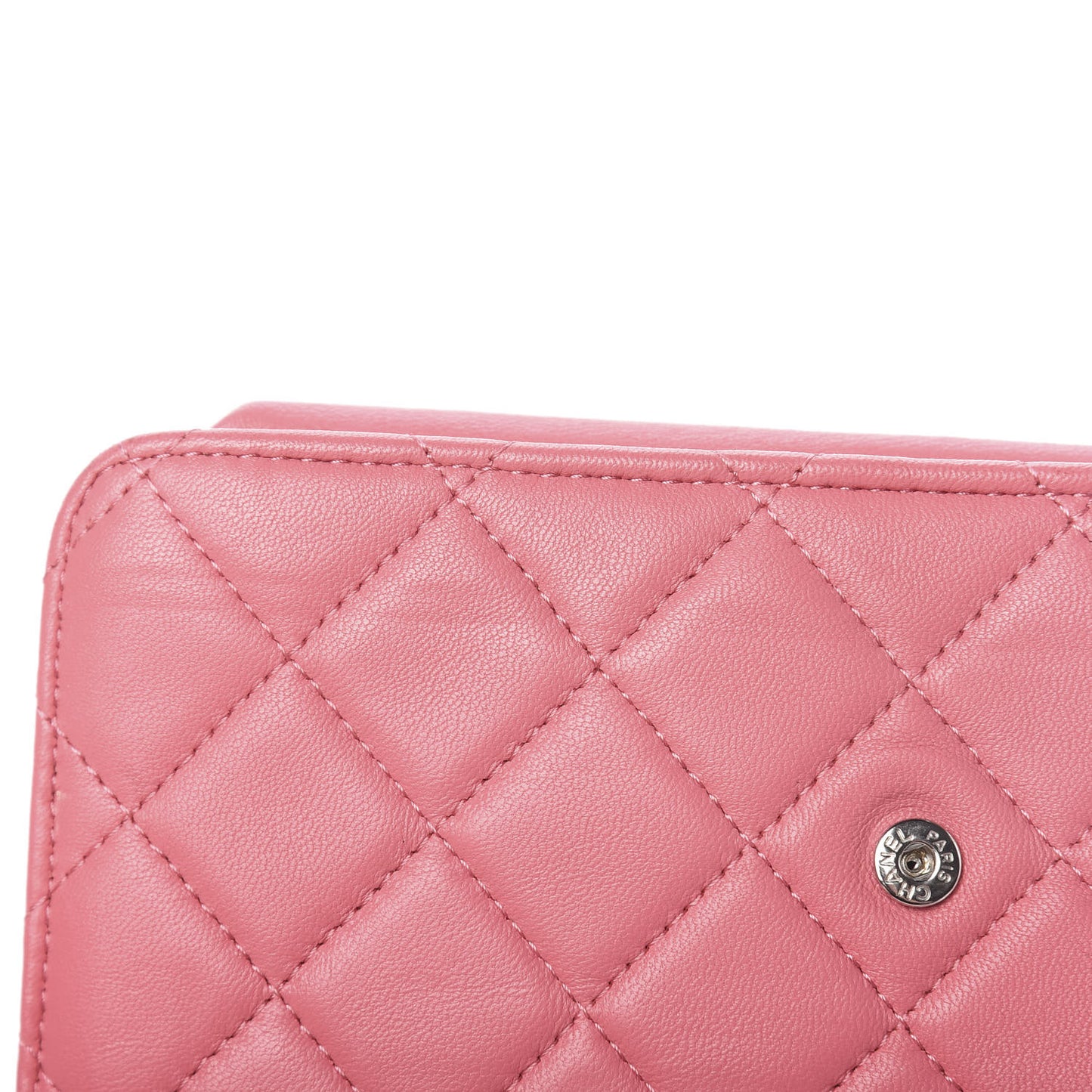 Lambskin Quilted Wallet On Chain WOC Pink