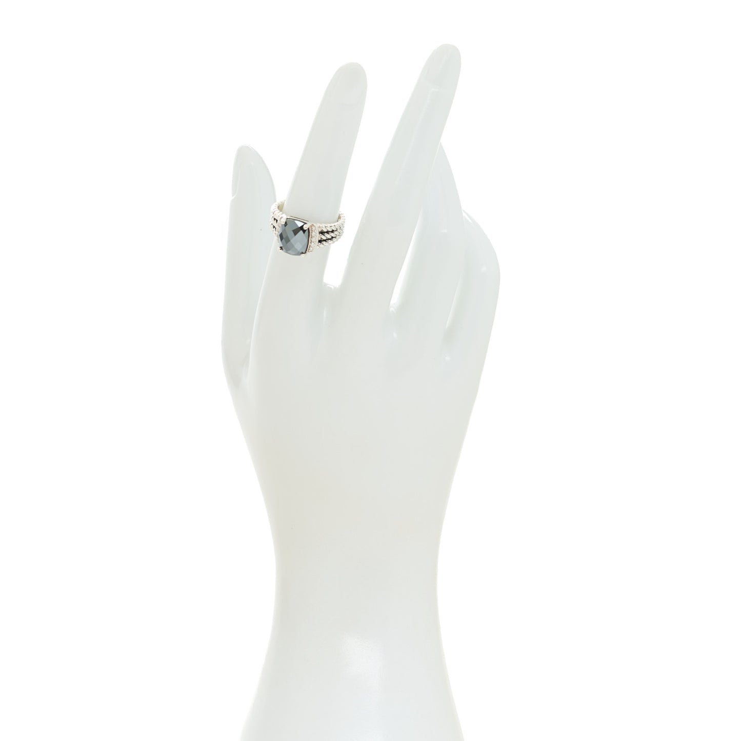 Sterling Silver Diamond Hematite 10mm Petite Wheaton Ring 51 5.75