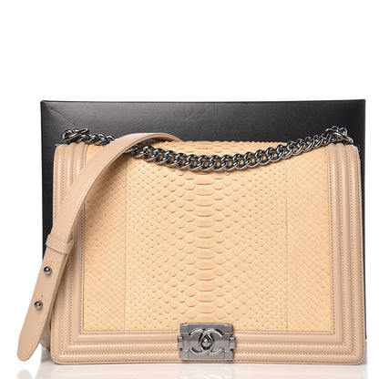 Chanel Python Calfskin Large Boy Flap Beige 8 of 13