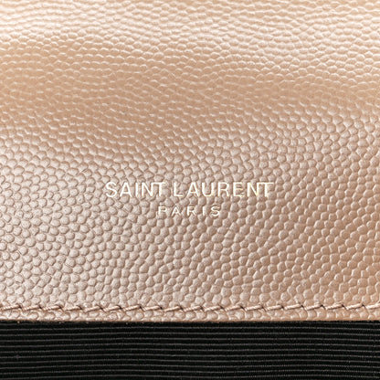 Saint Laurent Grain De Poudre Textured Mixed Matelasse Medium Triquilt Monogram Satchel Dark Beige 6 of 12