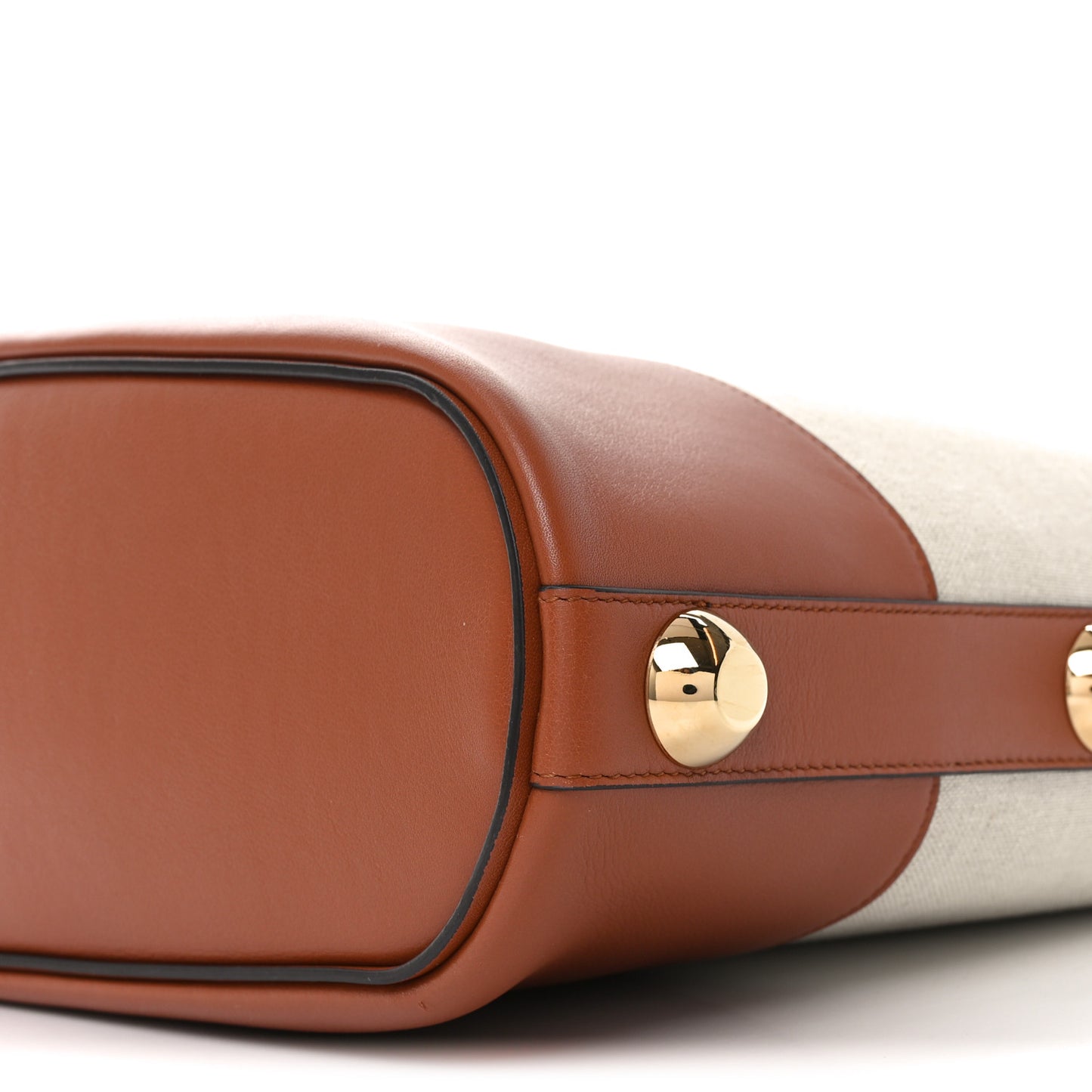 Canvas Calfskin Glam Tote Beige Brown