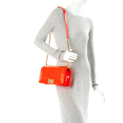 Chanel Patent Quilted Medium Boy Flap Orange 2 of 13
