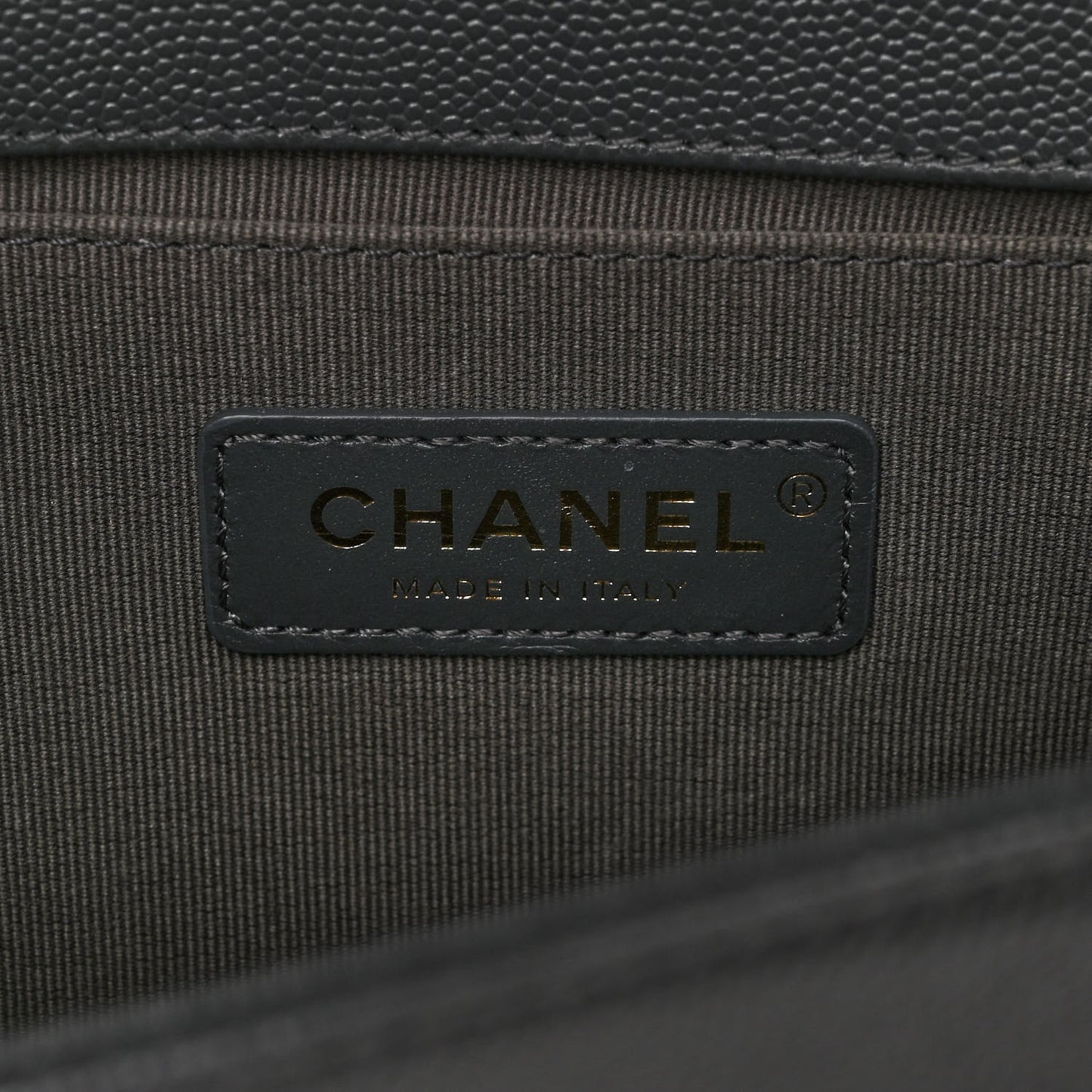 Caviar Chevron Quilted Medium Boy Flap Dark Grey