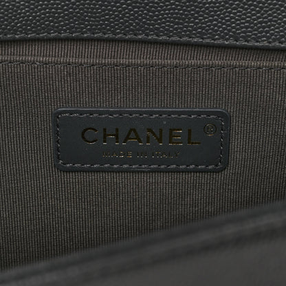 Chanel Caviar Chevron Quilted Medium Boy Flap Dark Grey 9 of 10