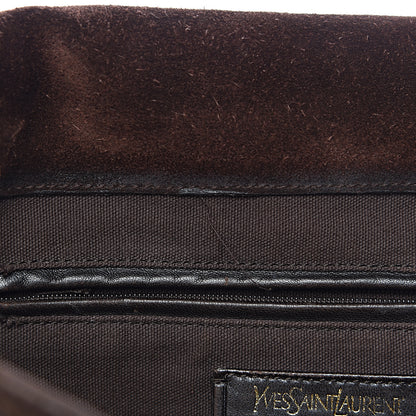 Saint Laurent Crocodile Embossed Nubuck Besace Shoulder Bag Brown Sand 13 of 13