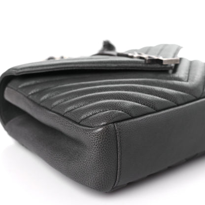 Saint Laurent Sheepskin Matelasse Chevron Monogram Medium College Bag Light Coal 8 of 10
