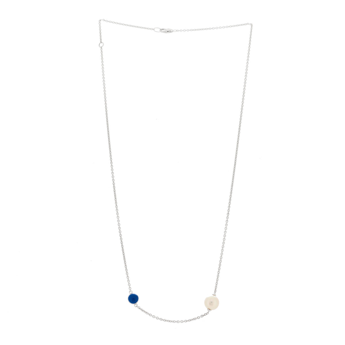 Mikimoto Sterling Silver Akoya Cultured Pearl Enamel Single Necklace Blue Blue 3 of 6