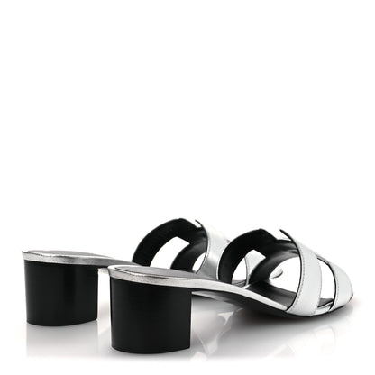 Hermes Metallic Nappa Oasis Sandals 41 Argent 5 of 11