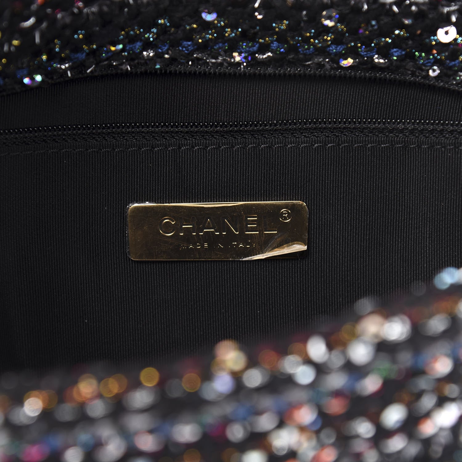 Chanel Tweed Sequin Quilted Medium 19 Flap Black Multicolor 6 of 11