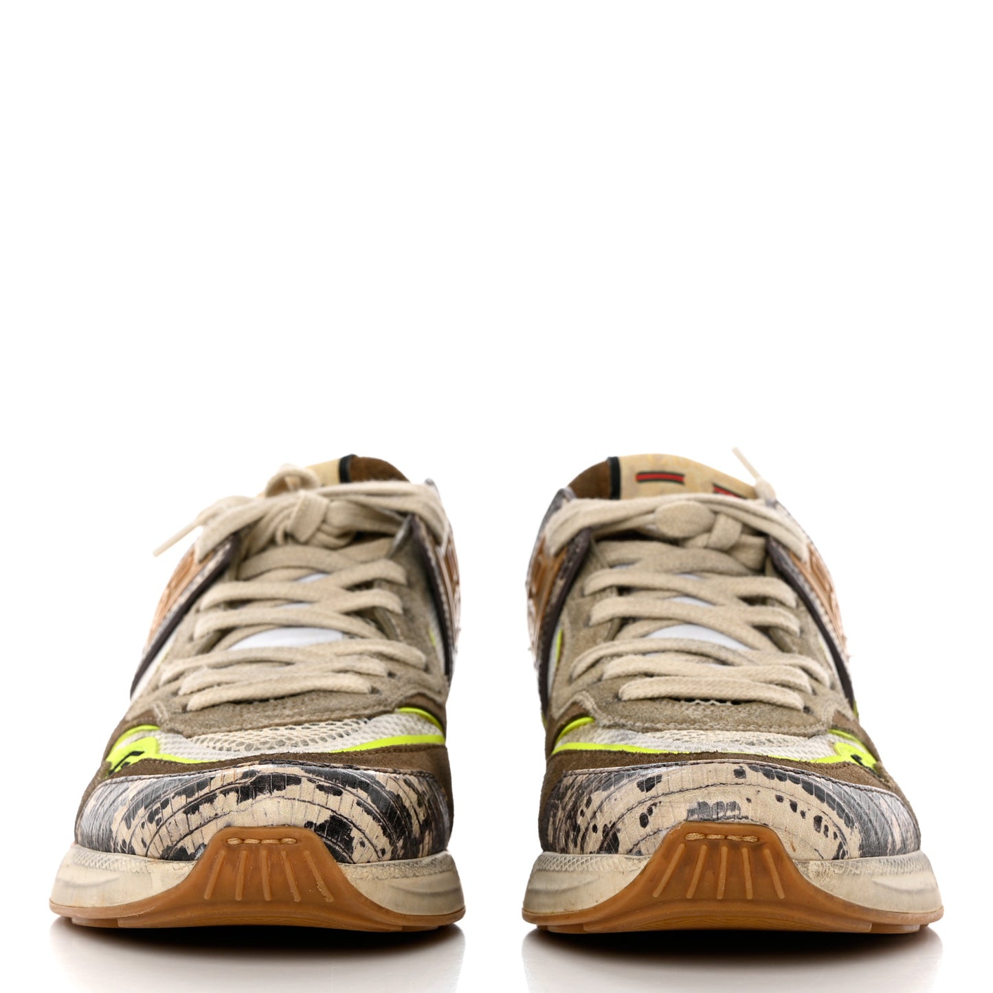 Suede Calfskin Tejus Printed Womens Ultrapace Sneakers 36 Natural Ardesia Neon Yellow