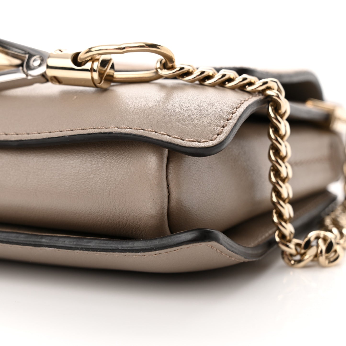 Suede Calfskin Small Faye Shoulder Bag Motty Grey