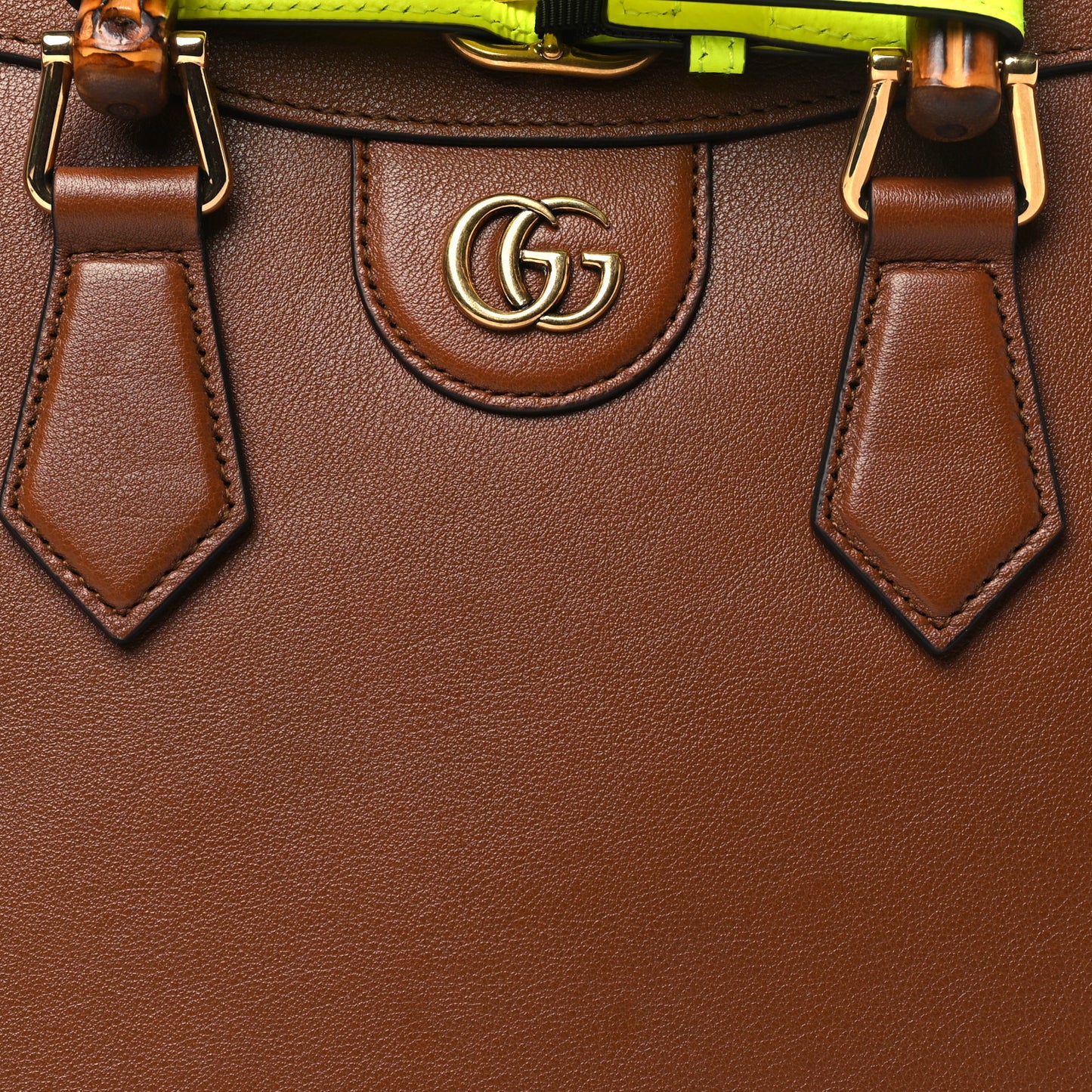 Wonka Grain Calfskin Small Diana Tote Bag Cuir Yellow Fluo