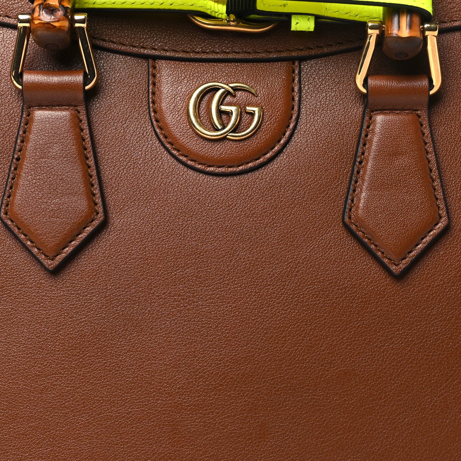 Gucci Wonka Grain Calfskin Small Diana Tote Bag Cuir Yellow Fluo 8 of 10