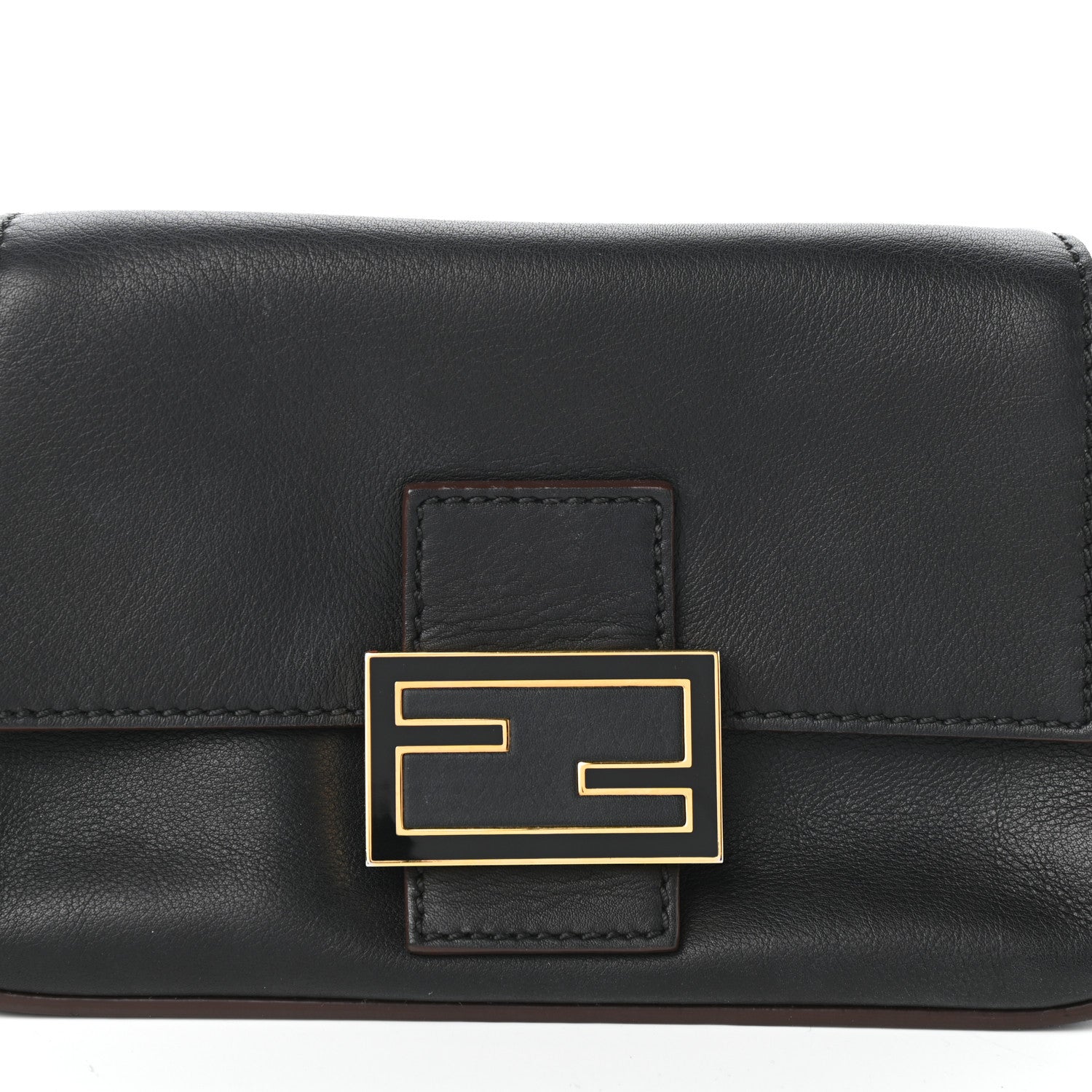 Fendi Vitello Flamingo Enamel Mini Mama Baguette Black 7 of 9