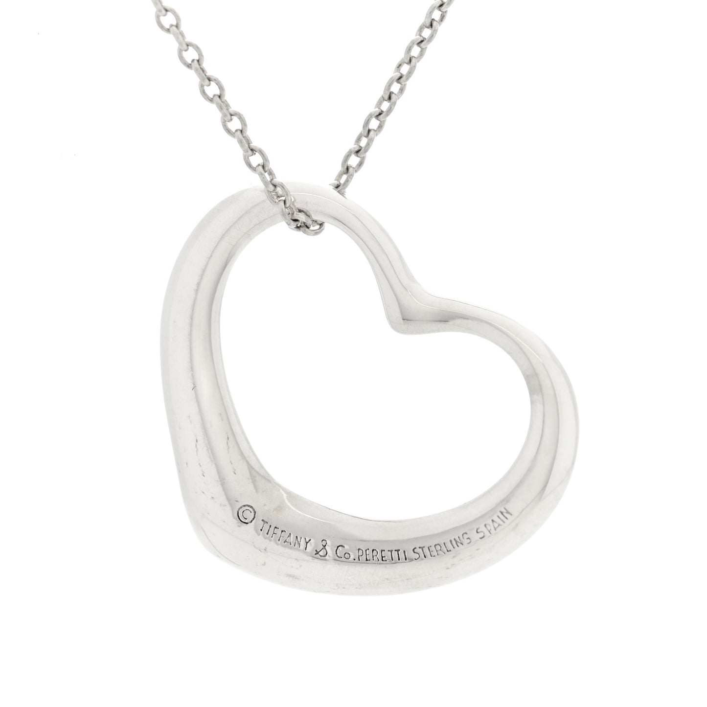 Sterling Silver Elsa Peretti 27mm Open Heart Pendant Necklace