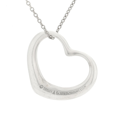 Tiffany Sterling Silver Elsa Peretti 27mm Open Heart Pendant Necklace 4 of 5