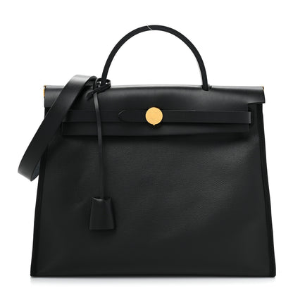Hermes Toile H Berline Vache Hunter Herbag Zip PM 31 Black Ecru 3 of 10