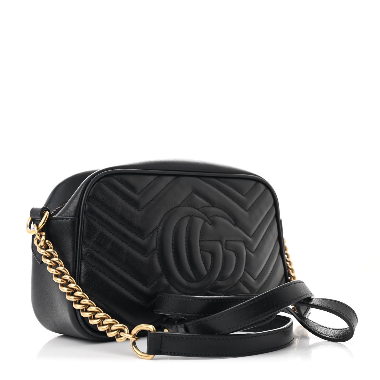 Calfskin Matelasse Small GG Marmont Chain Shoulder Bag Black