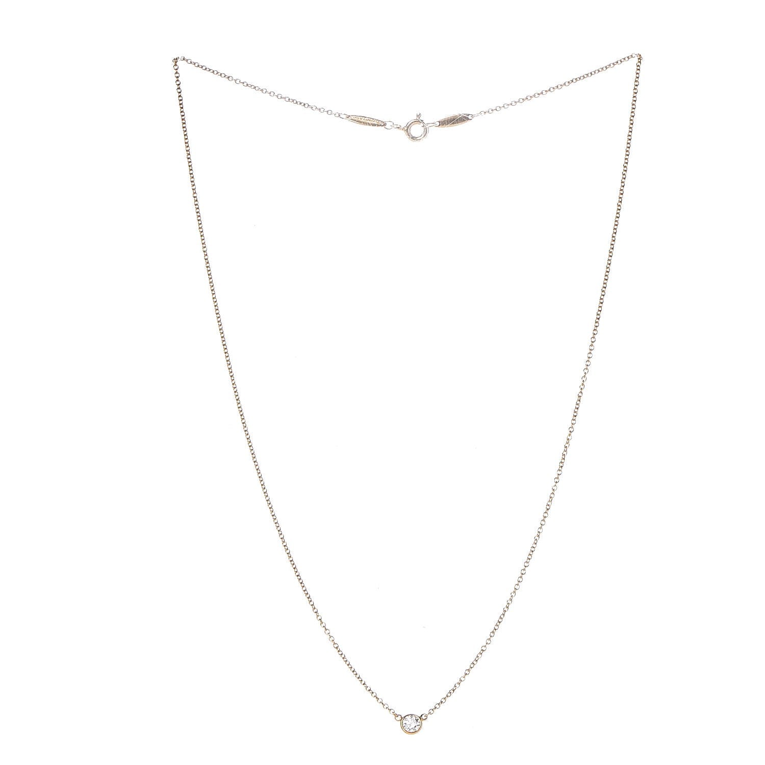 Tiffany 18K Yellow Gold Diamond .25ct Elsa Peretti Diamonds by the Yard Pendant Necklace 5 of 18
